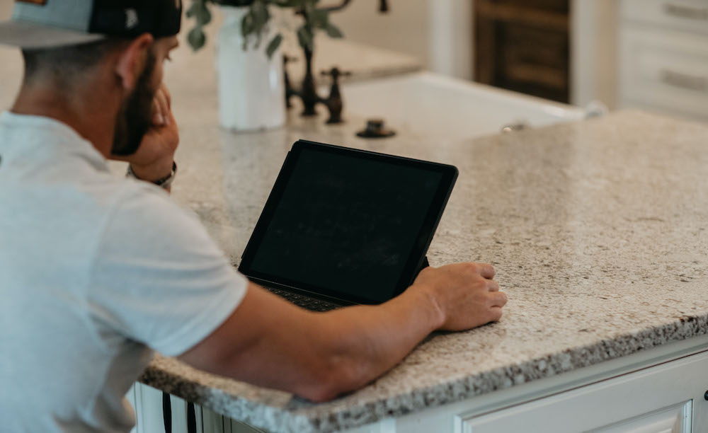 Man studying at computer