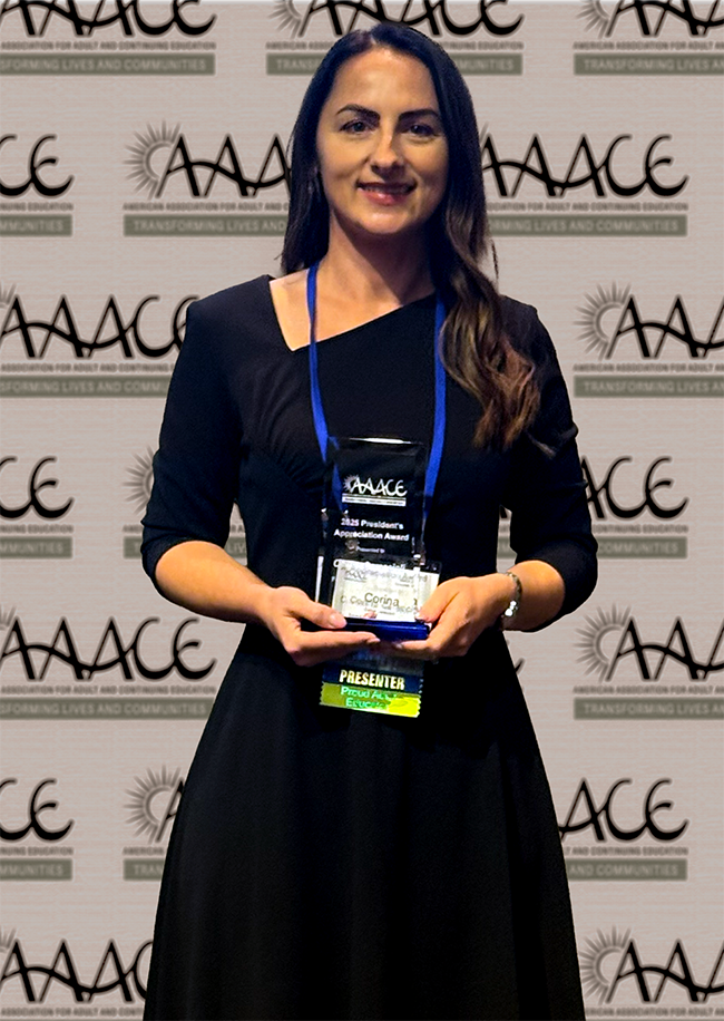 Image of Corina Caracciolli accepting her award