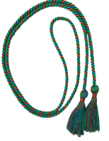 Green, blue and orange commencment cord.