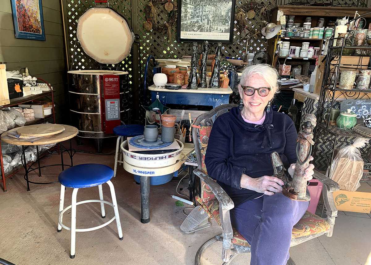 Dr. Lillian Bridwell-Bowles in her pottery studio