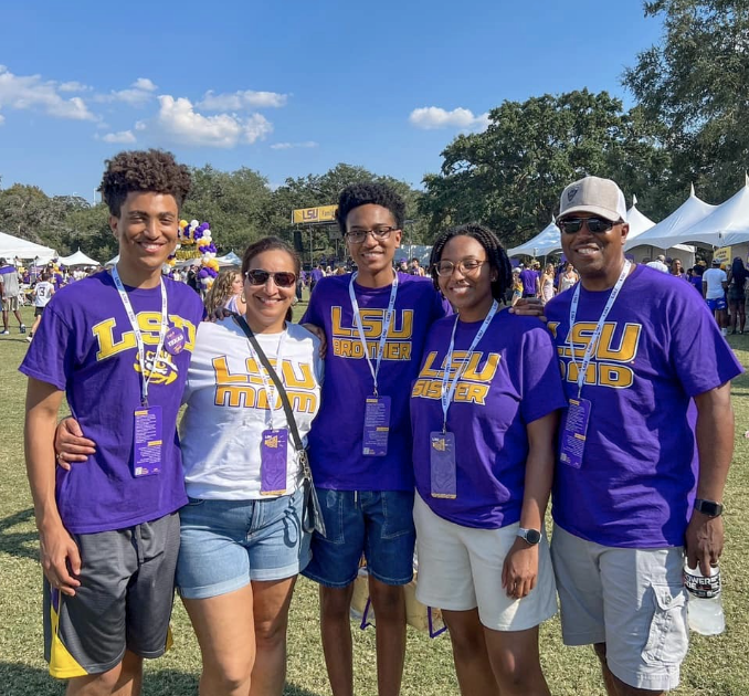 family on parade ground during family weekend