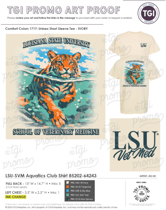 ivory shirt with Mike the Tiger swimming